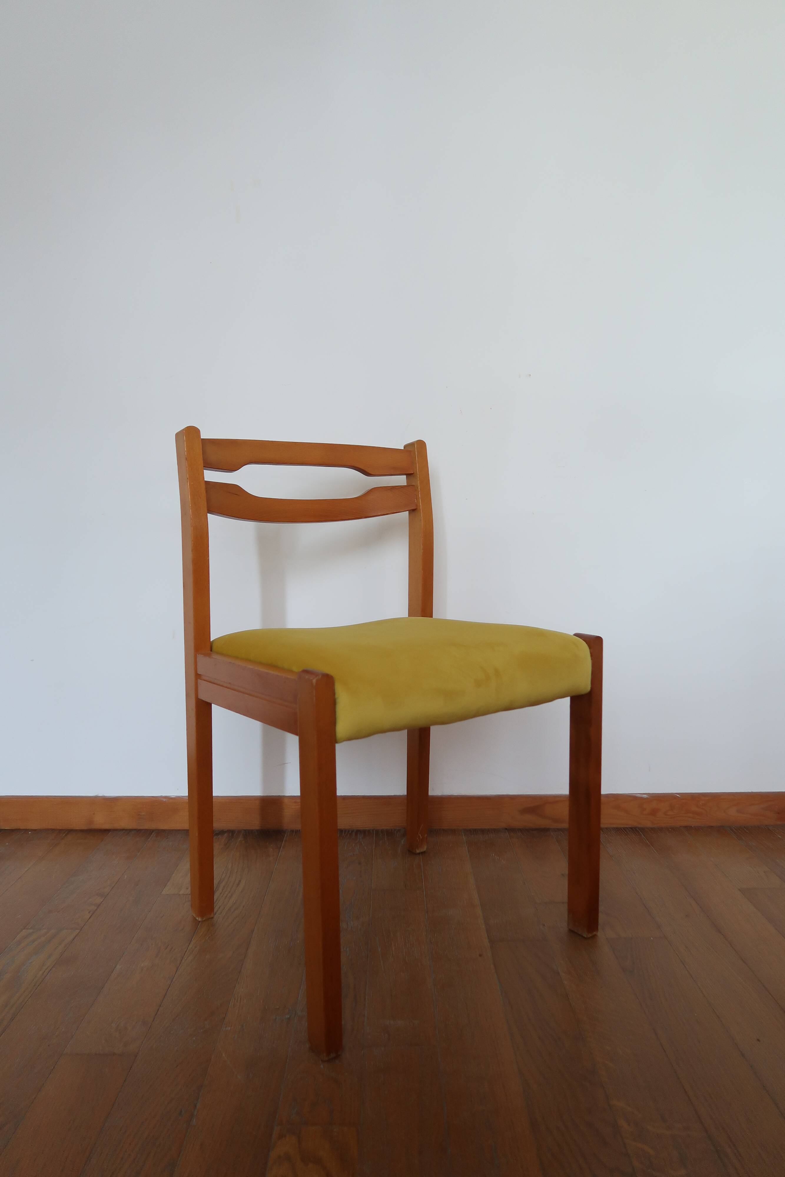6 chaises velours jaune