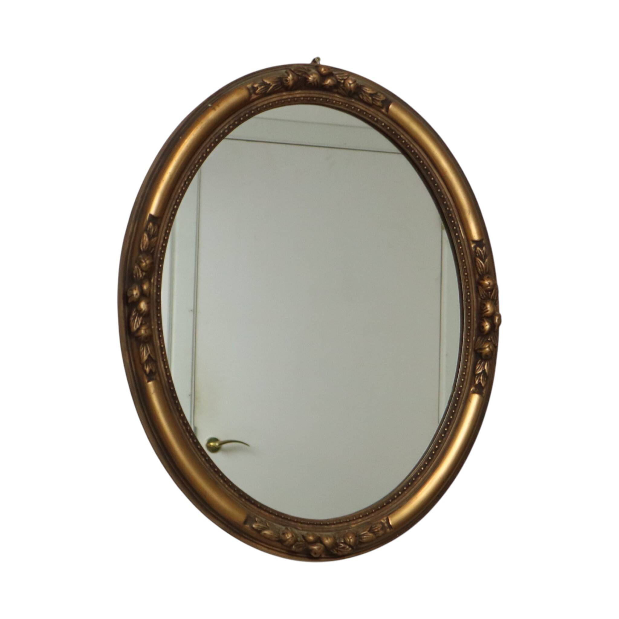 French Oval Gold Baroque-Style Mirror with Roses 58cm