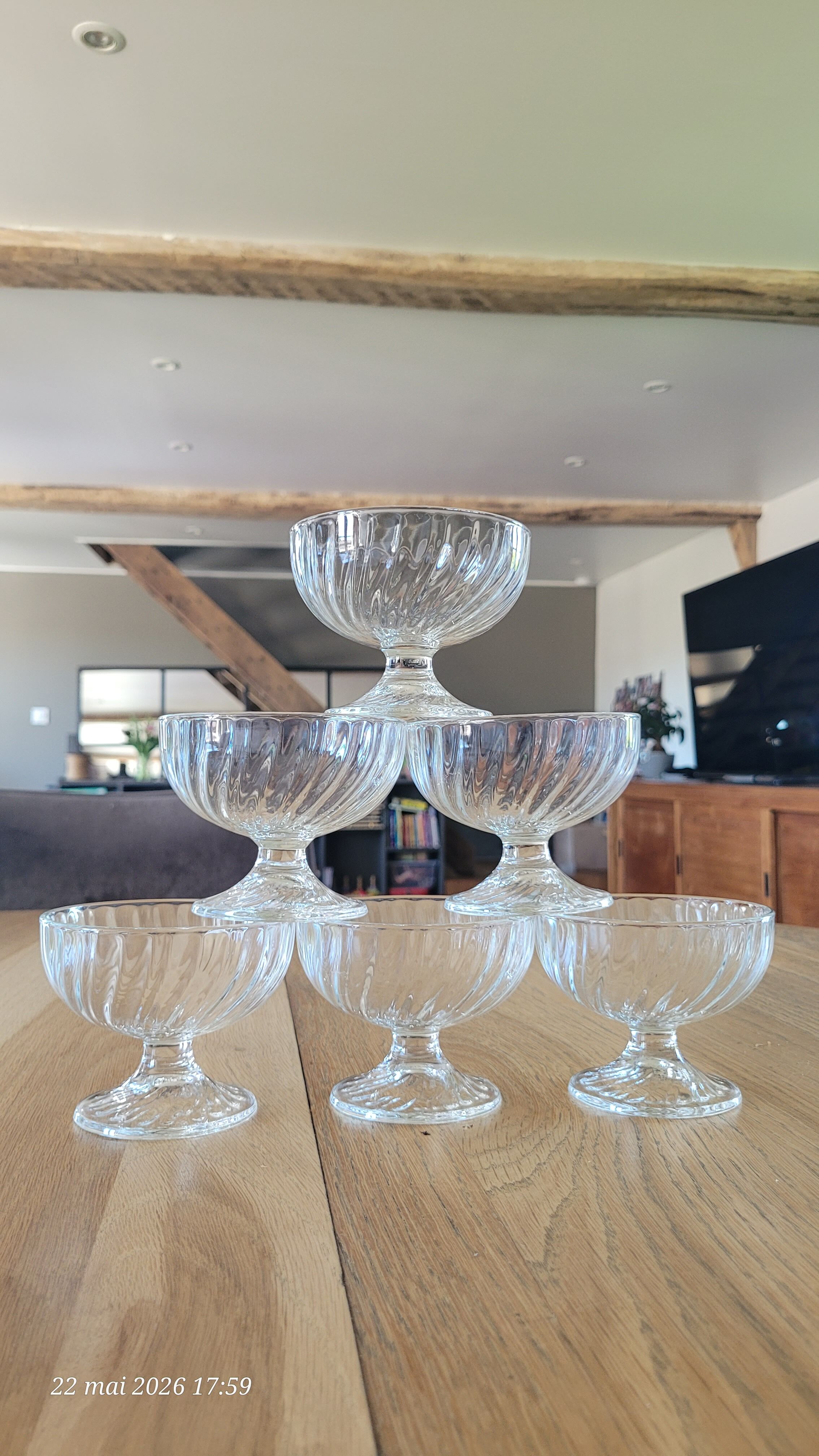 6 coupes à glace en verre transparent Luminarc