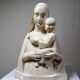 Bust of the Virgin and Child, waxed plaster, old art deco style, PP Deposited