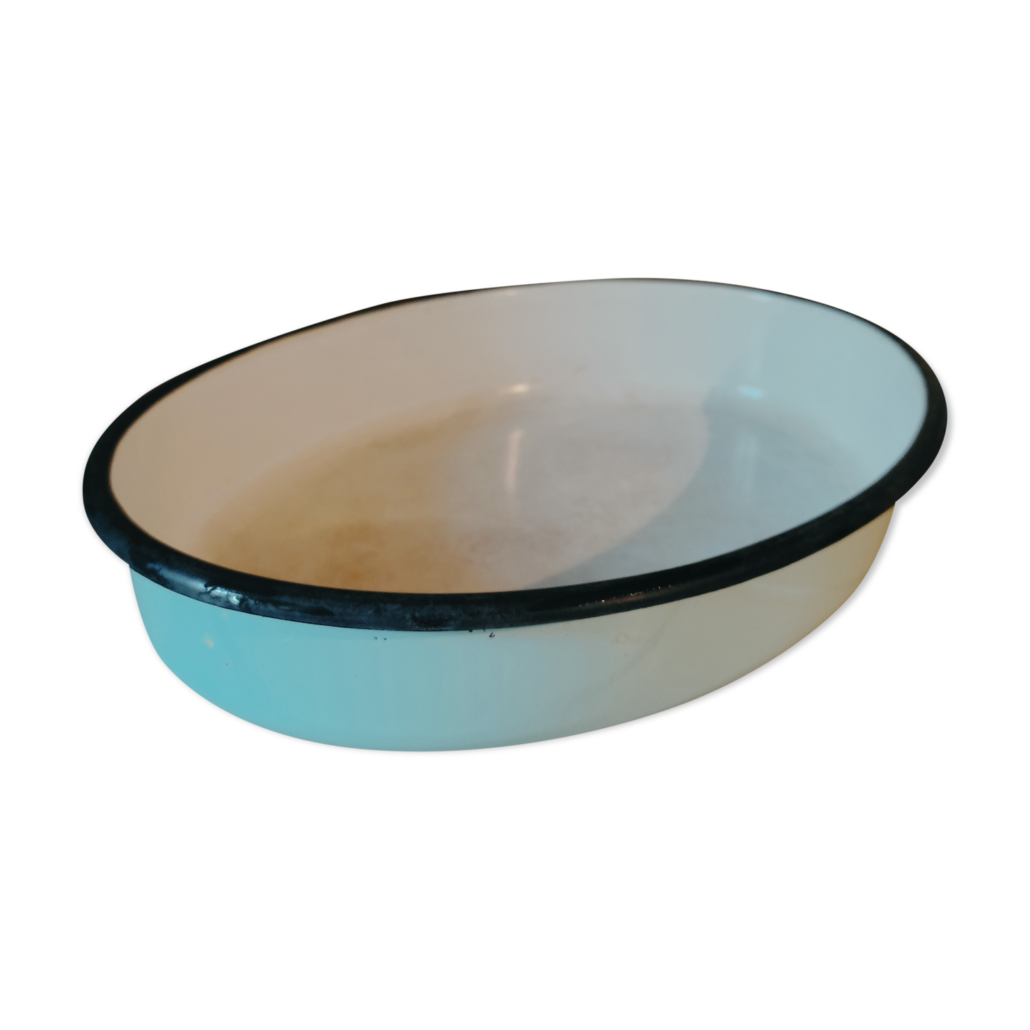 Enamelled metal oval dish