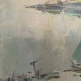 Vintage Impressionist Sea Scape Oil on Canvas Signed E.Ollers (1888-1959) Framed