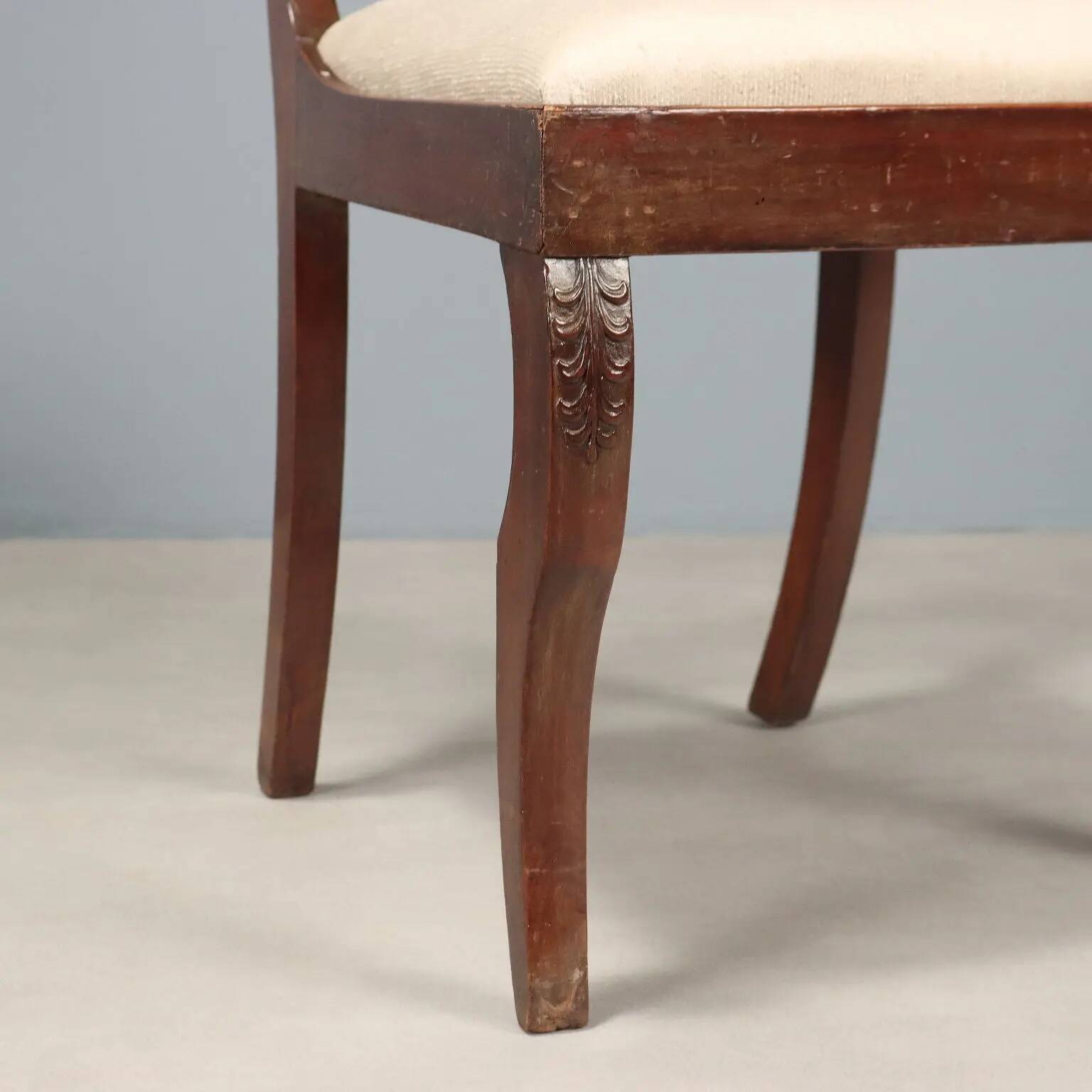 Antique Charles X chairs in mahogany and fabric, France, 19th century