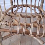 Pair of children's armchairs in rattan / bamboo honey color 60s