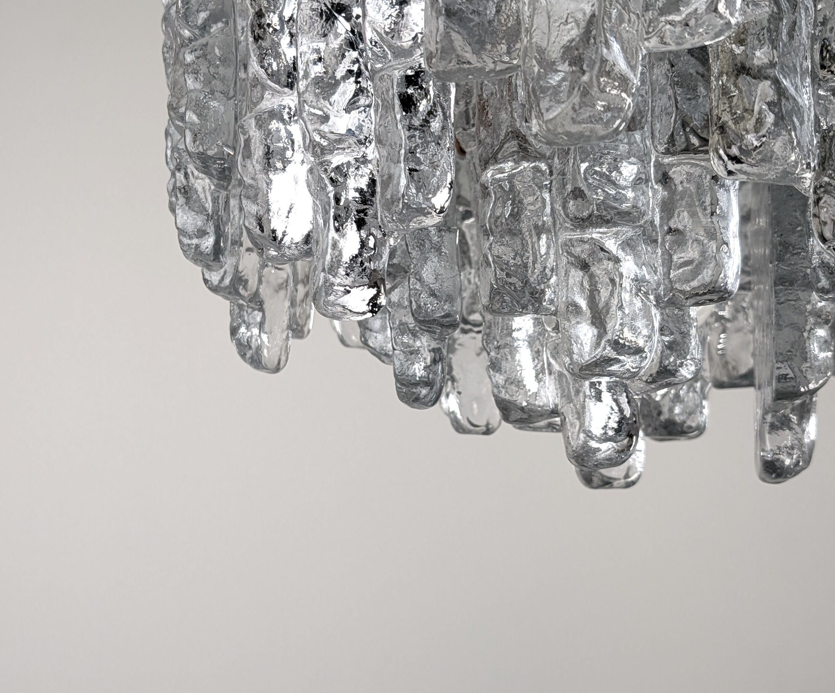 Kalmar Ice Glass chandelier, Austria, 1970s