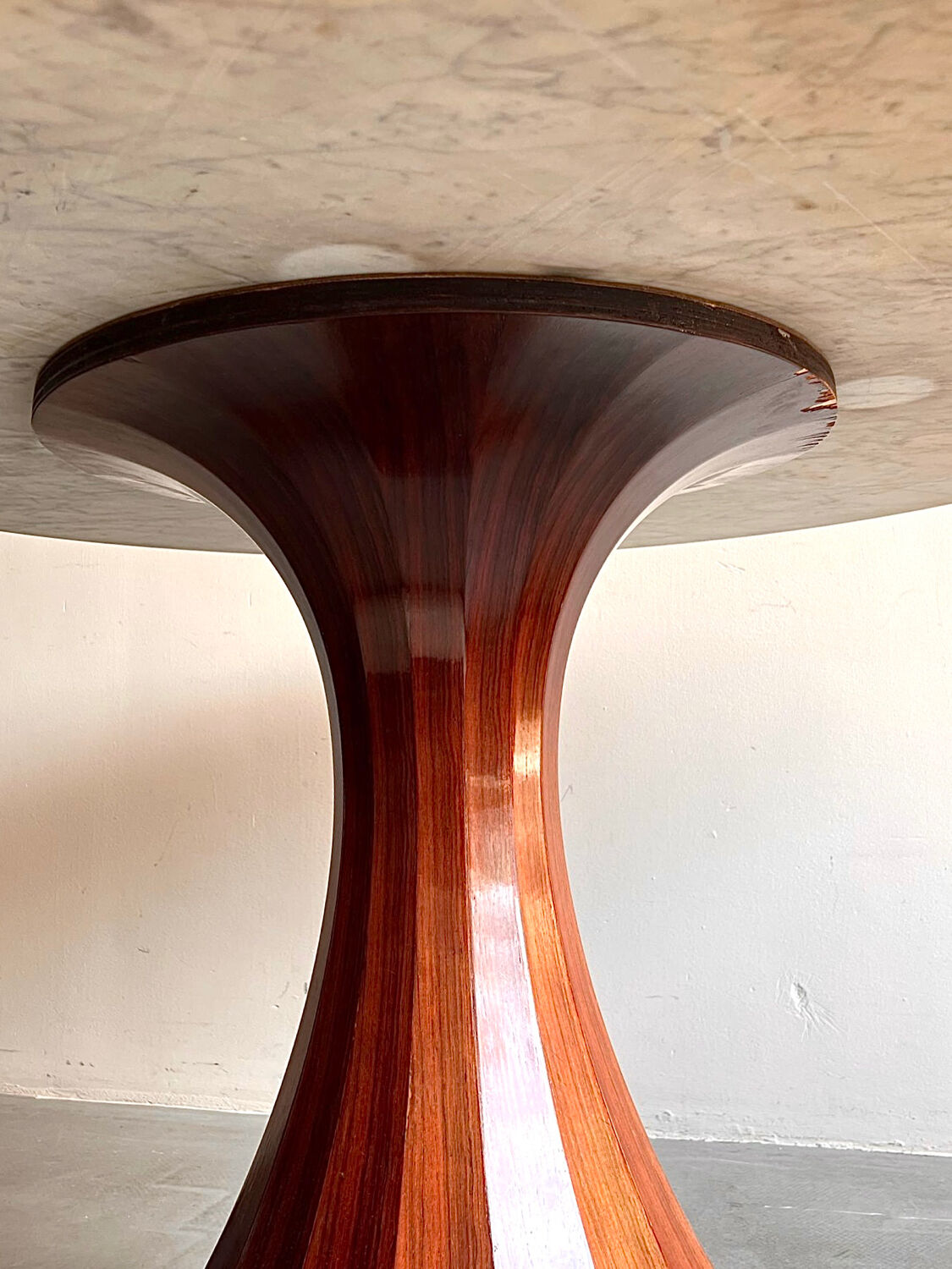 Marble dining table with rosewood base