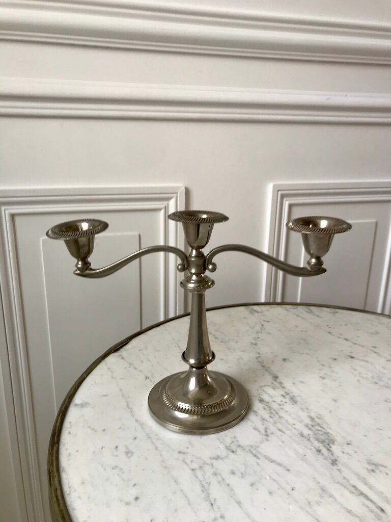 Silver brass chandelier 50s