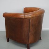 Fauteuil club vintage hollandais en cuir cognac