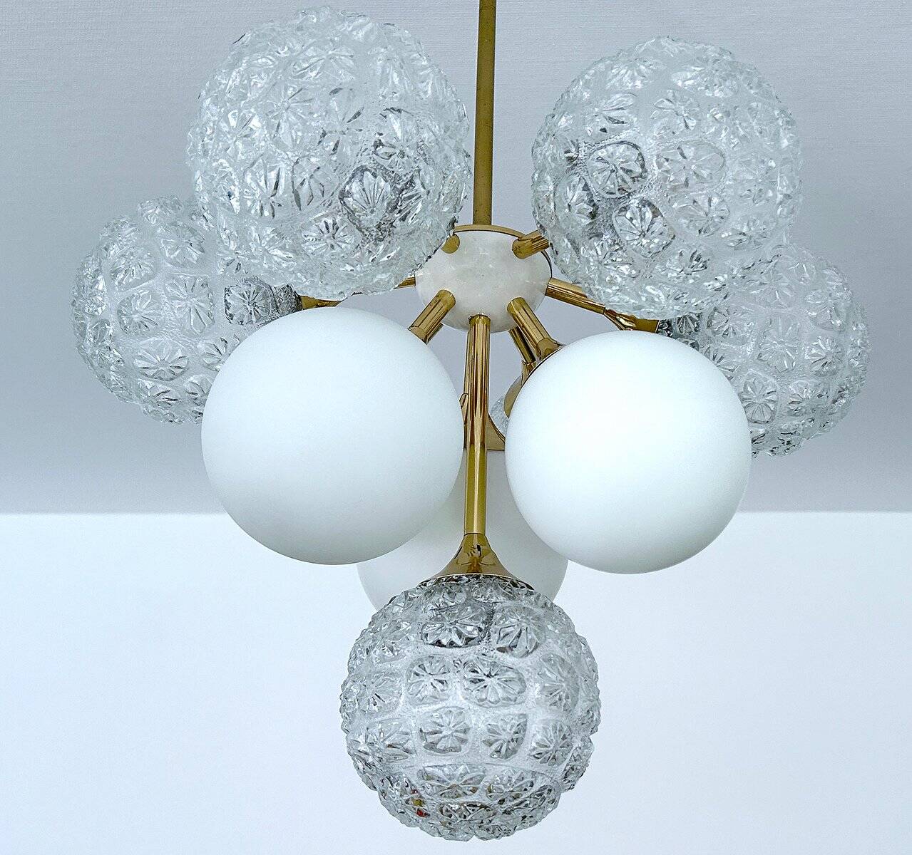 Large  Vintage Glass Pendant Light, 1960s