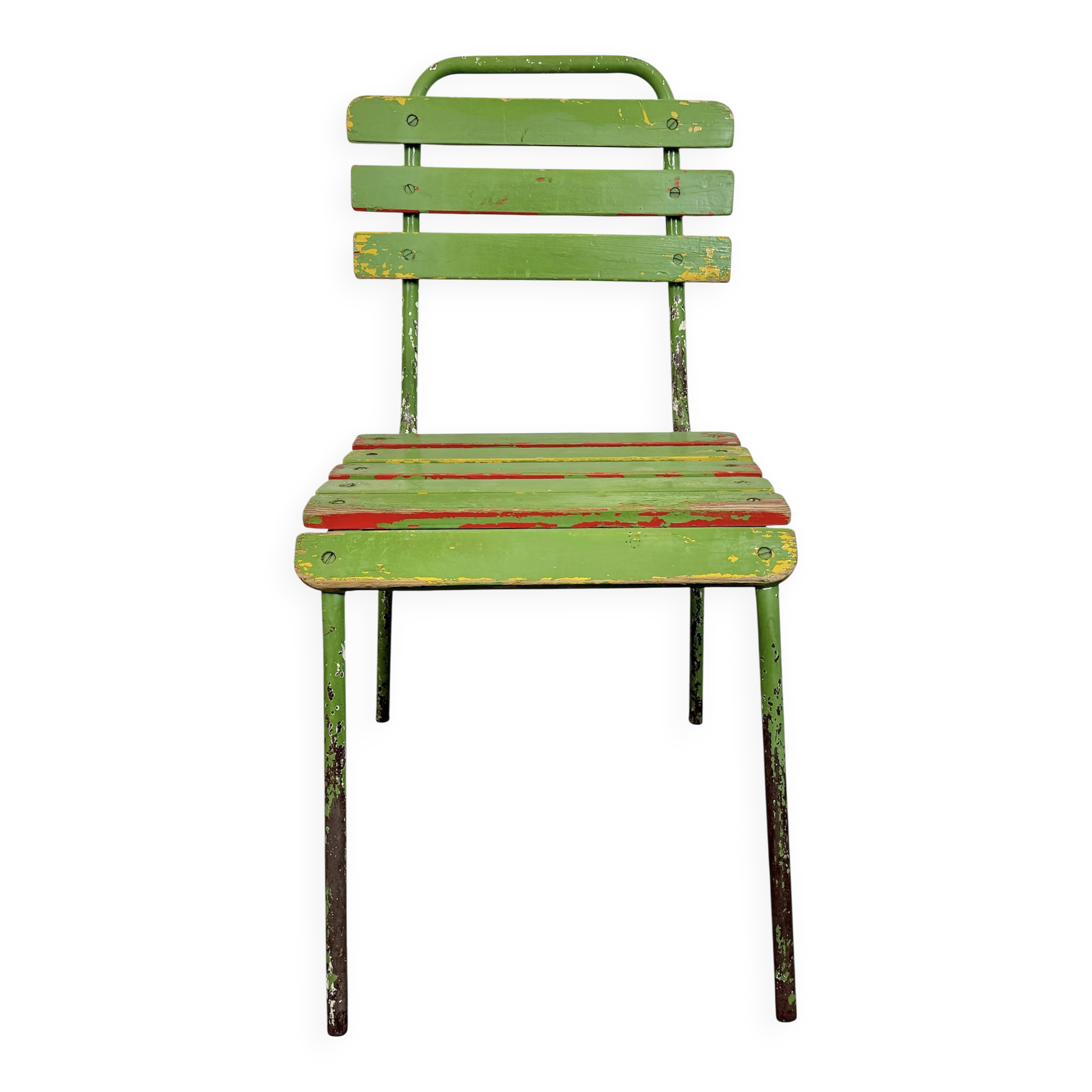 Chaise industrielle verte vintage, années 1960