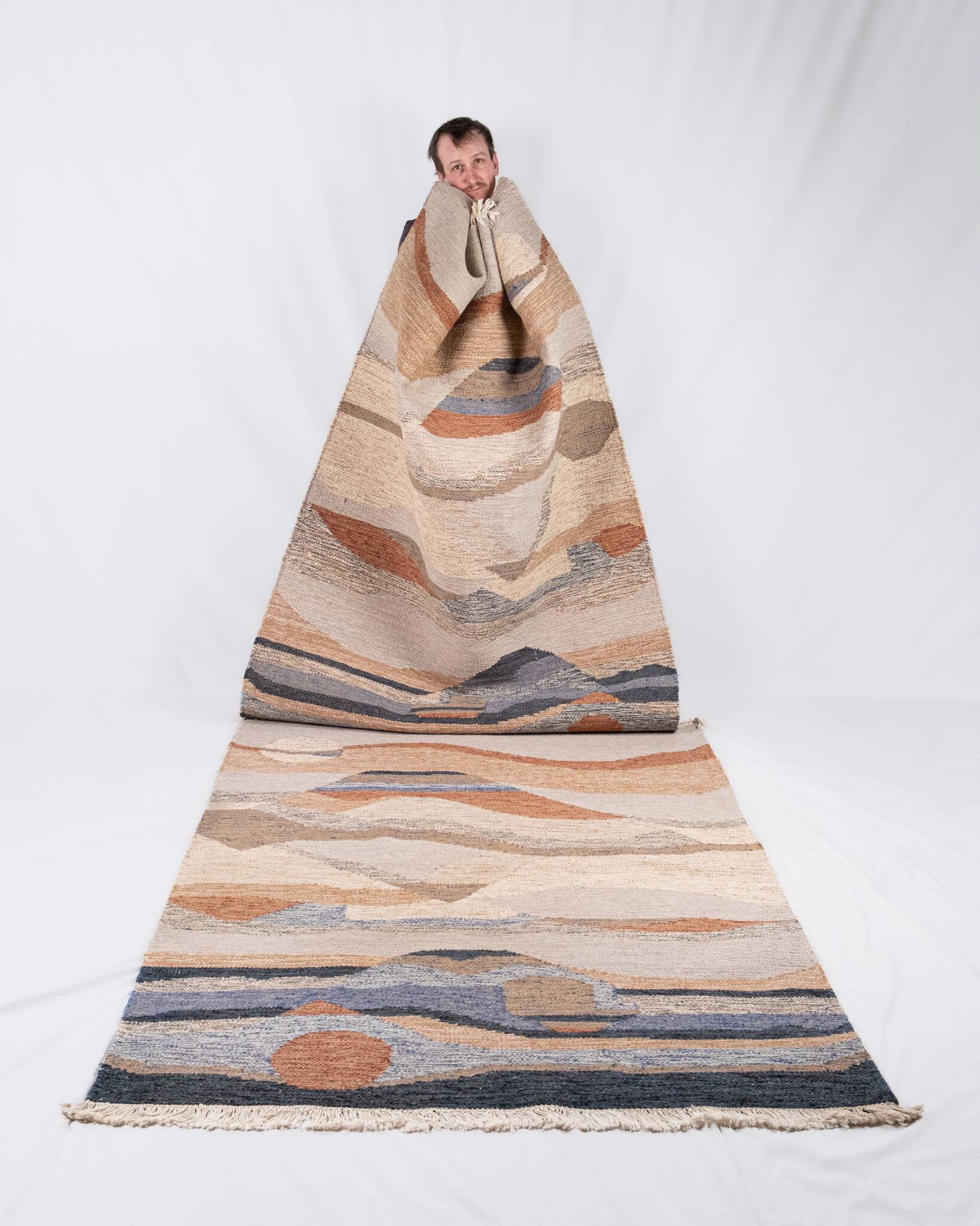 Pair of kilims or tapestries in a modern style, Central Asia, late 20th century.