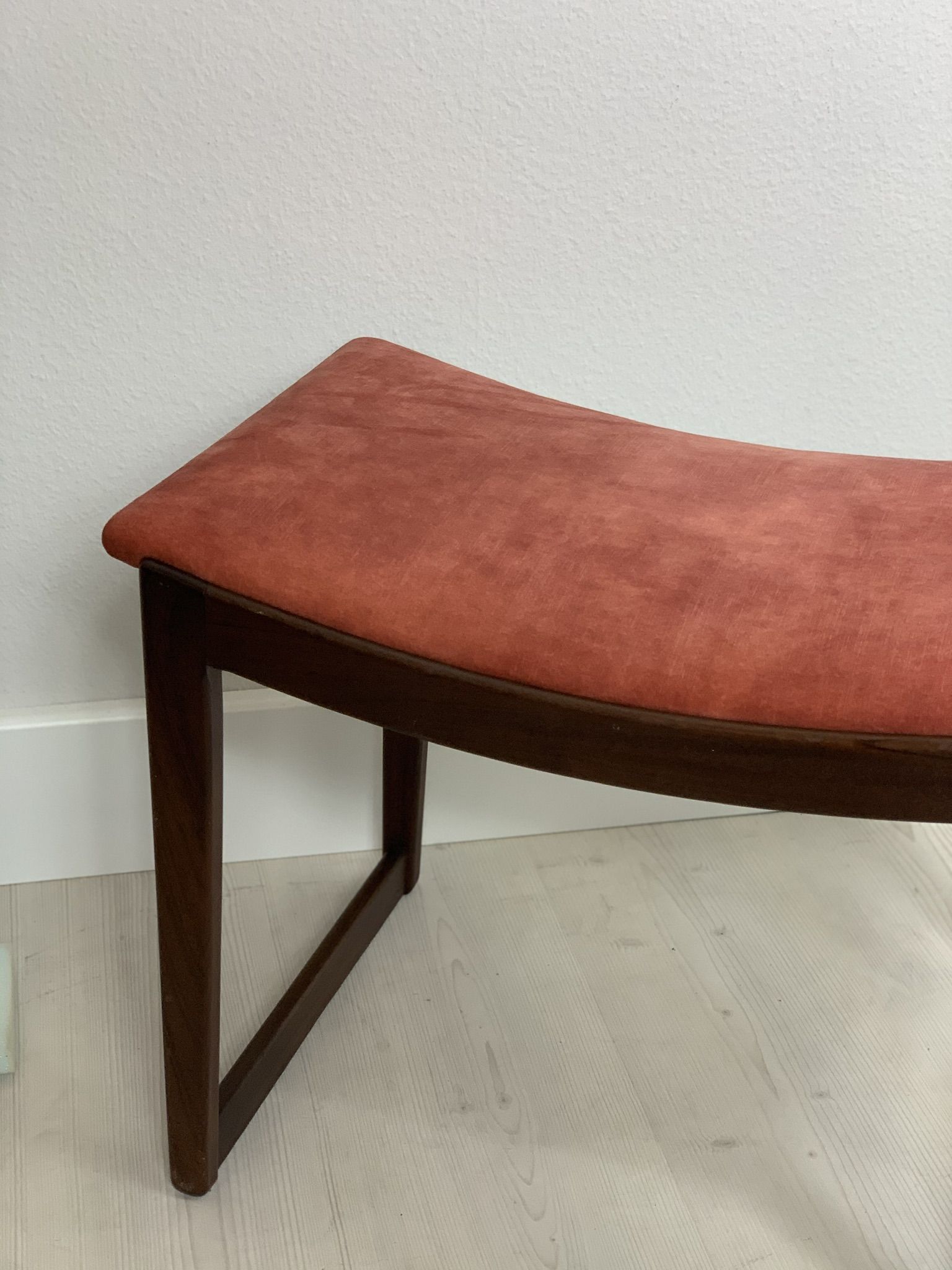 Danish Ottomane in Afromosiea and velvet upholstery, 1960s