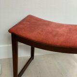 Danish Ottomane in Afromosiea and velvet upholstery, 1960s