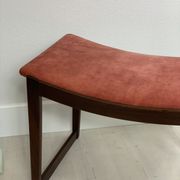 Danish Ottomane in Afromosiea and velvet upholstery, 1960s