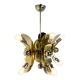 Vintage italian chrome and brass chandelier, 1970s