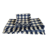 Nappe en toile Vichy XL neuve frangée 14 serviettes largeur 210cm