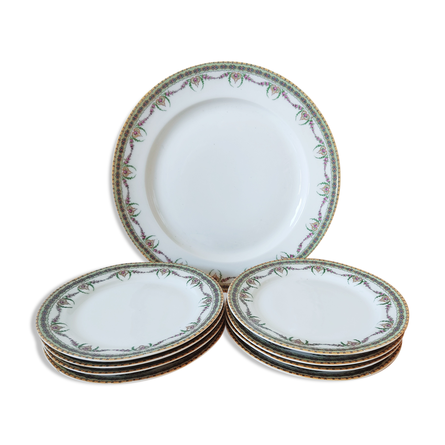 Set of 8 dessert plates and one Limoges dish