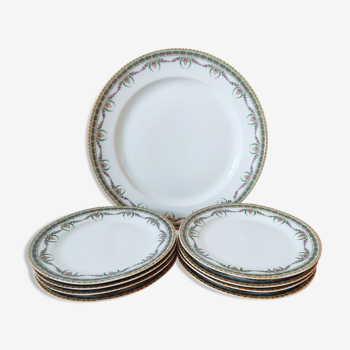 Set of 8 dessert plates and one Limoges dish