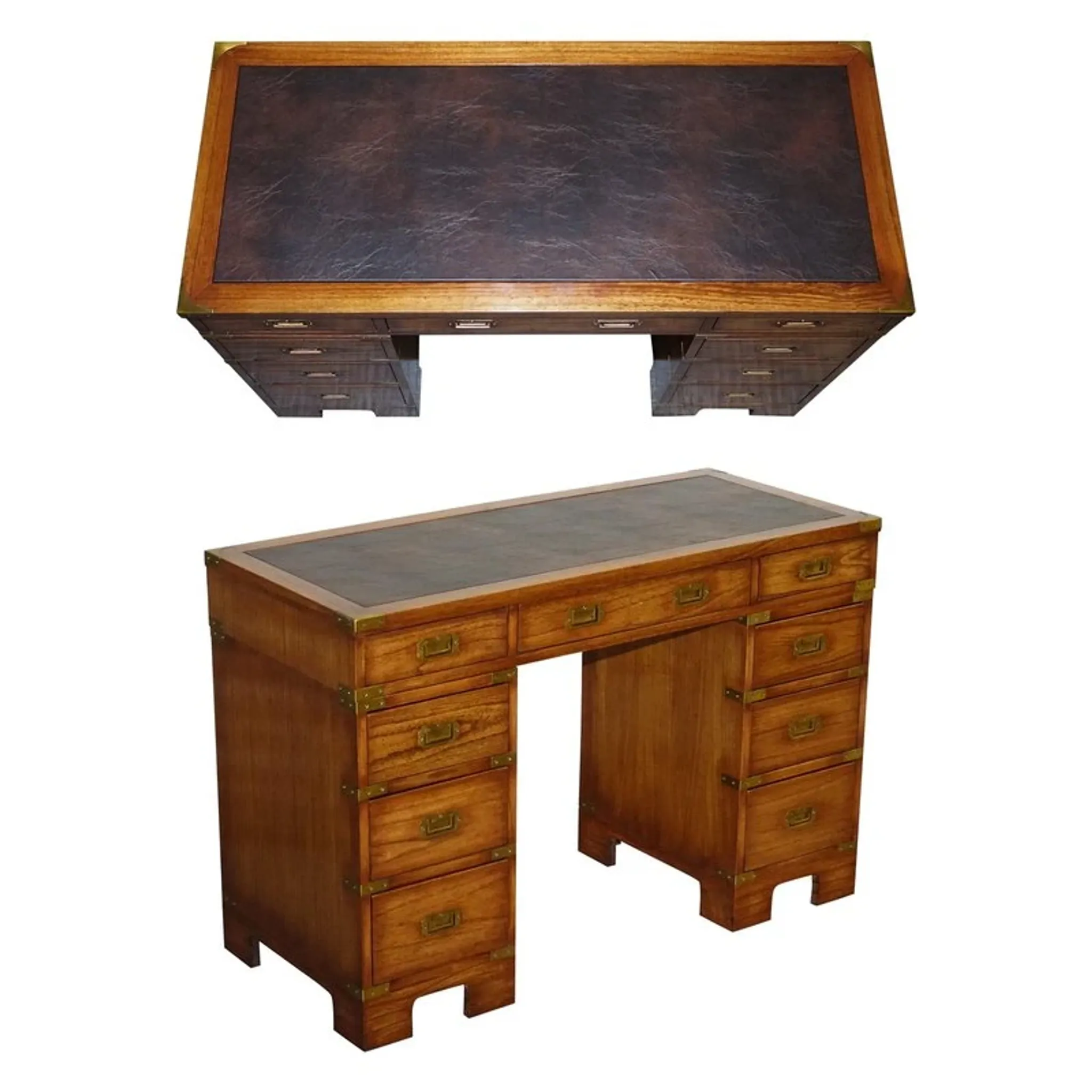 Vintage Military Campaign Desk with Brass Fittings