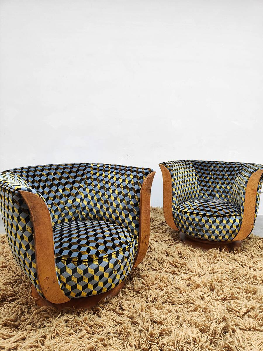 Art deco Tulip lounge chairs hotel 'Le Malandre' model Depose