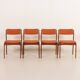 26104 Erik Buch teak and wool chairs, set of 4, Denmark, 1960s