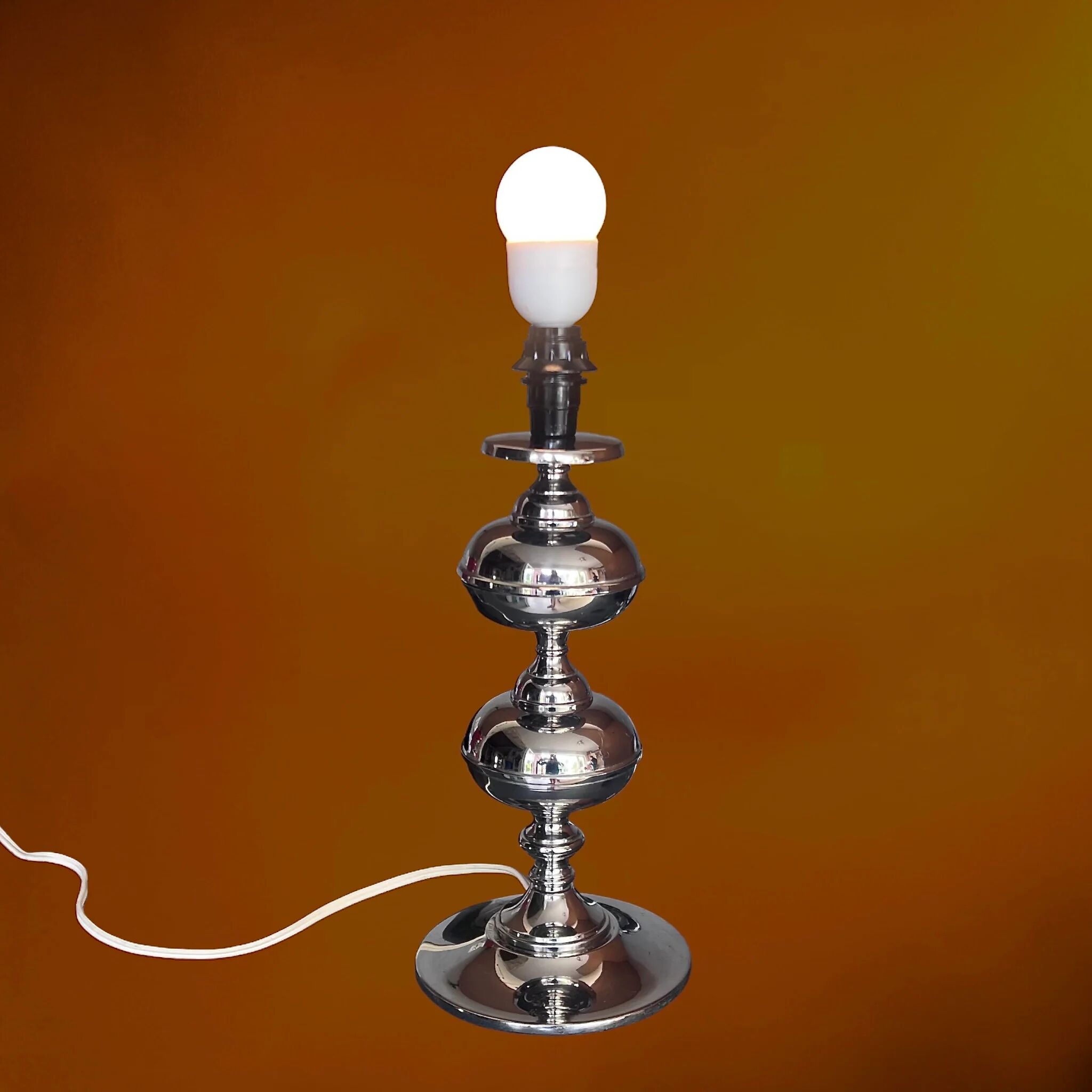 Lamp base space age chrome metal stacked spheres - 1970s