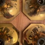 Suite of 4 vintage brass wall lamps, ceiling lights, by Motoko Ishii for Staff Leuchten 1970