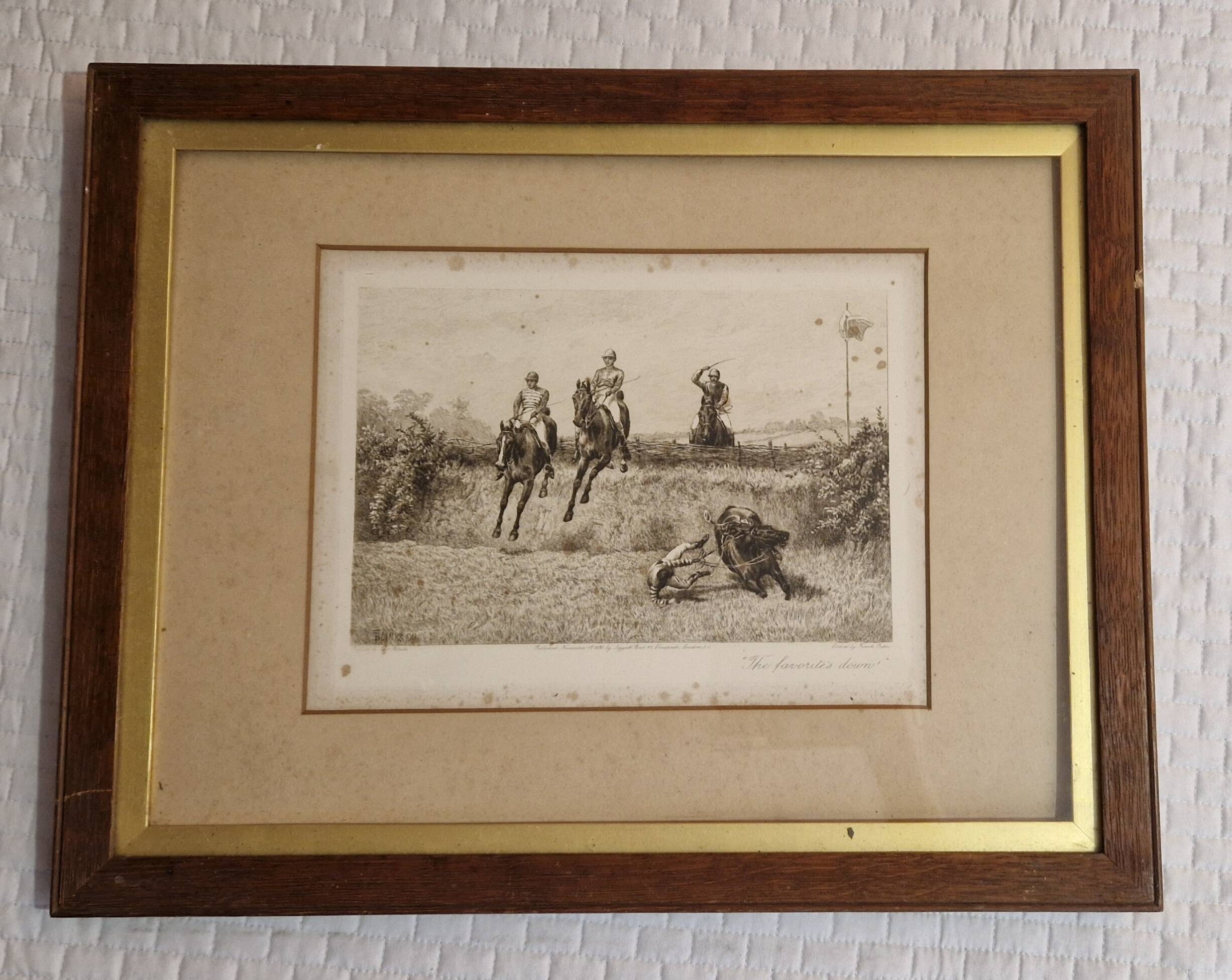 1890 Engraving Frank Paton, The Favorite's Bottom, Horse Racing