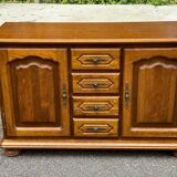 English sideboard with 2 doors and 4 drawers in solid wood 130cm