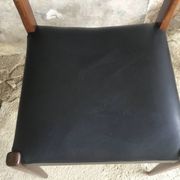 Pair of Scandinavian chairs Ameublement NF black imitation leather and teak - 1960