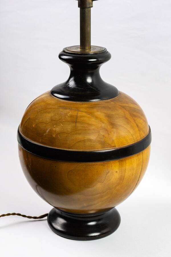 Turned wooden ball lamp base