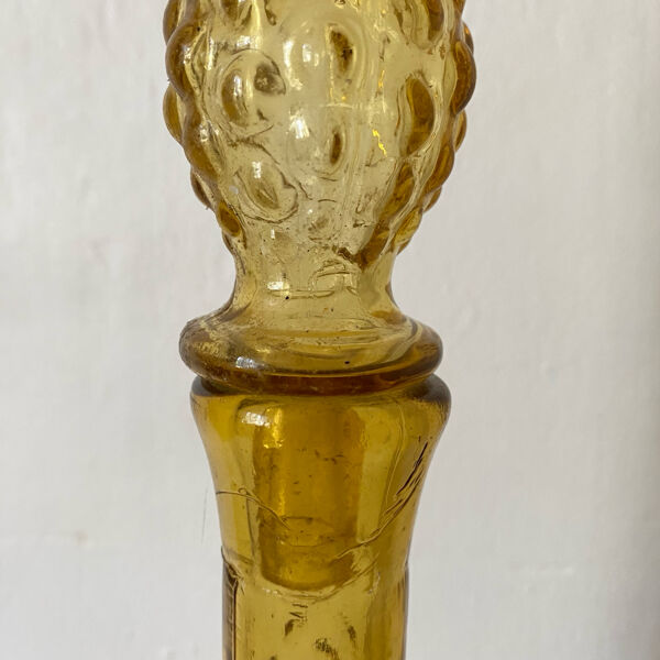 Carafe italienne Empoli verre ambre bulles , 1970