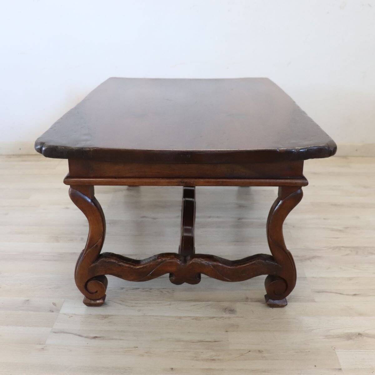 Solid Walnut Coffee Table, Italy, Early 20th Century, Restored