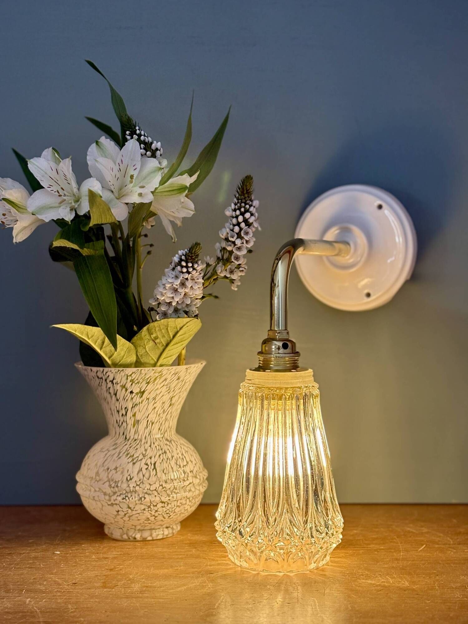 Vintage cut glass tulip wall light