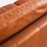 Three-seater sofa in cognac-colored leather produced by De Sede. Model DS-17/123, Switzerland, 2000s