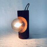 Brutalist wooden table or wall lamp attributed to Temde Leuchten, Switzerland, 1960s.