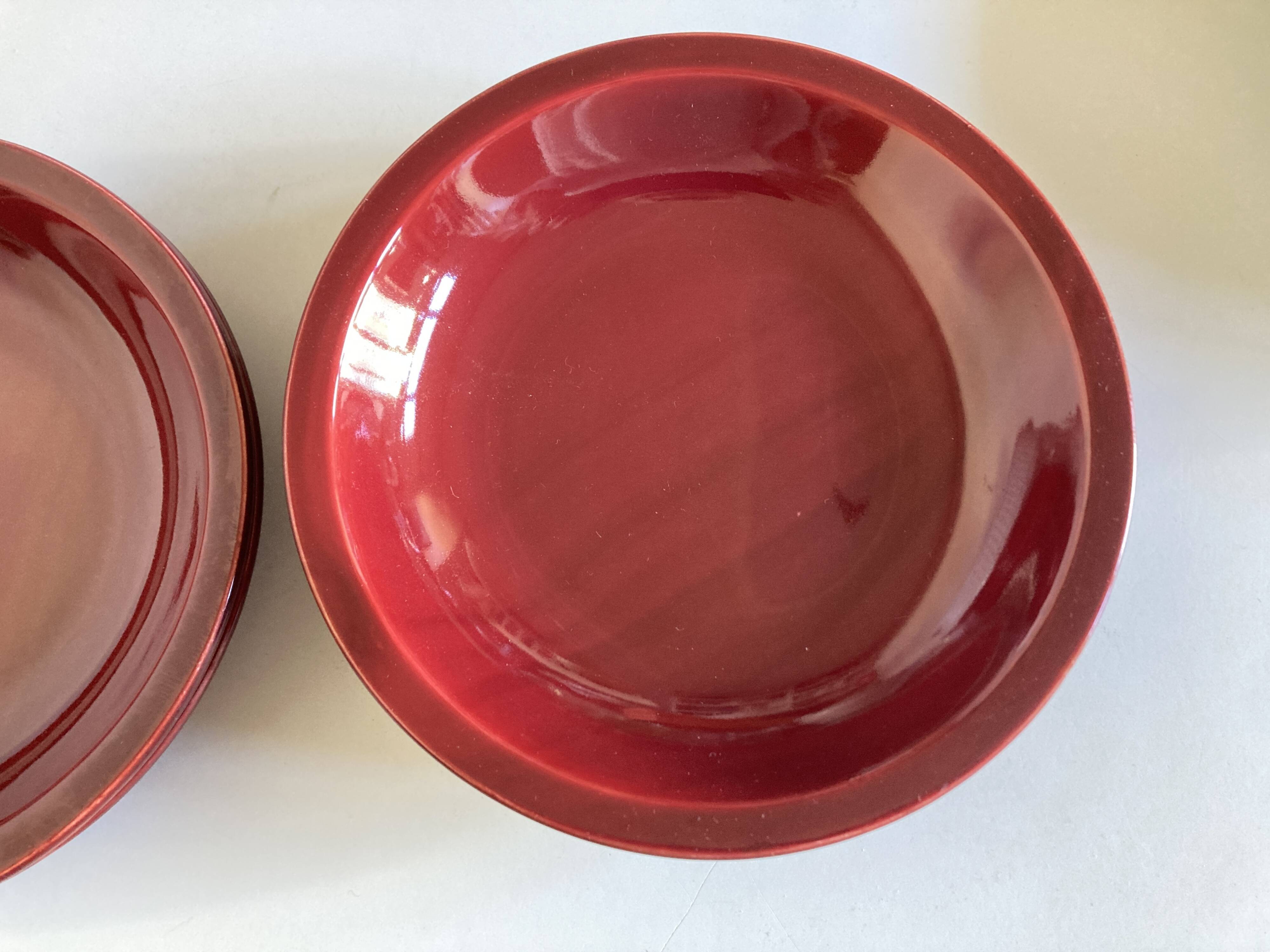 Set de 5 assiettes calotte mid century faience de Longchamp 1970