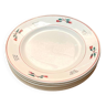 6 pink and green plates in old earthenware from St Amand