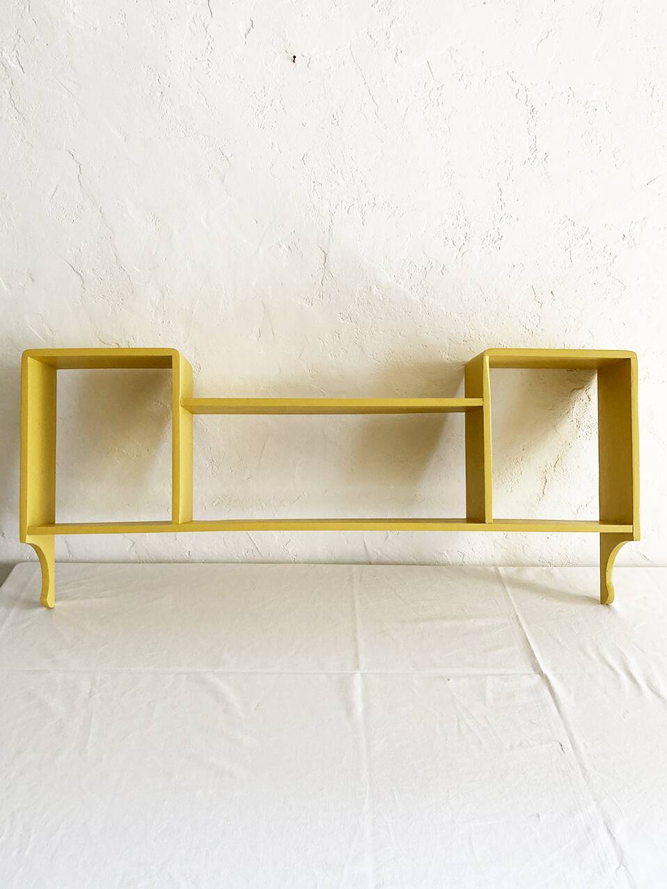 1960s wooden wall shelf with 3 compartments