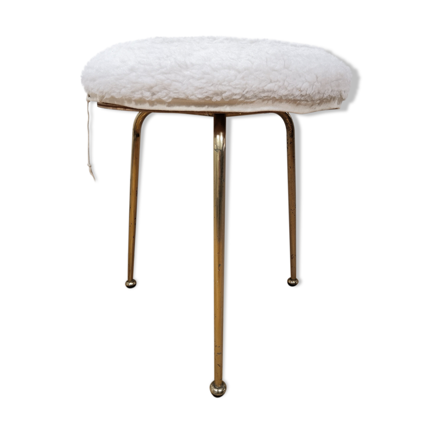 Tabouret en moumoute blanc
