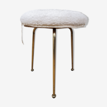 Tabouret en moumoute blanc