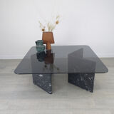 Coffee table design 80s vintage marble glass