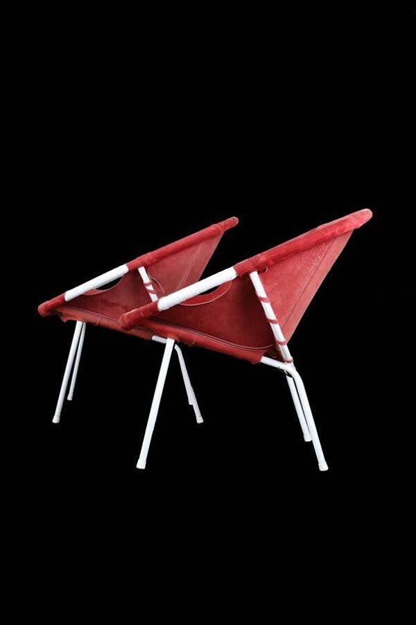 Ensemble de 2 chaises Lusch Balloon / fauteuils en daim / chaises de cocktail / design Mid-Century Modern / années 1960