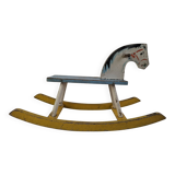 Mid-Century Czechoslovak Wooden Rocking Horse, Hand-Painted, 1960s