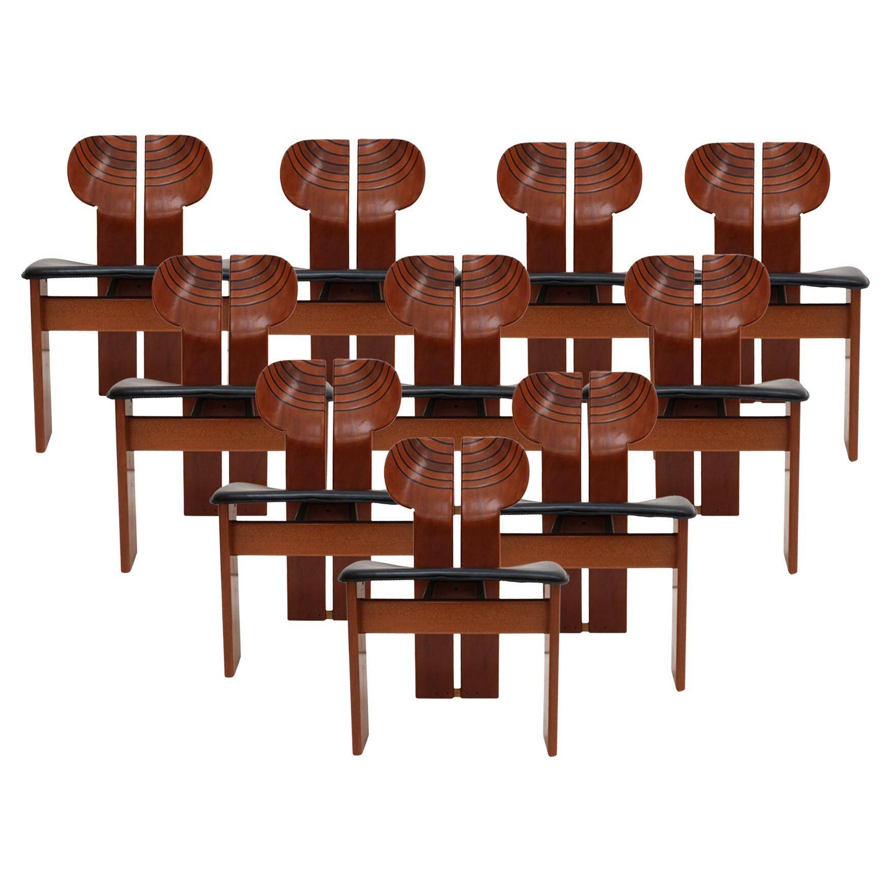 Original Africa Italian Dining Chairs Designed by Afra & Tobia Scarpa Maxalto