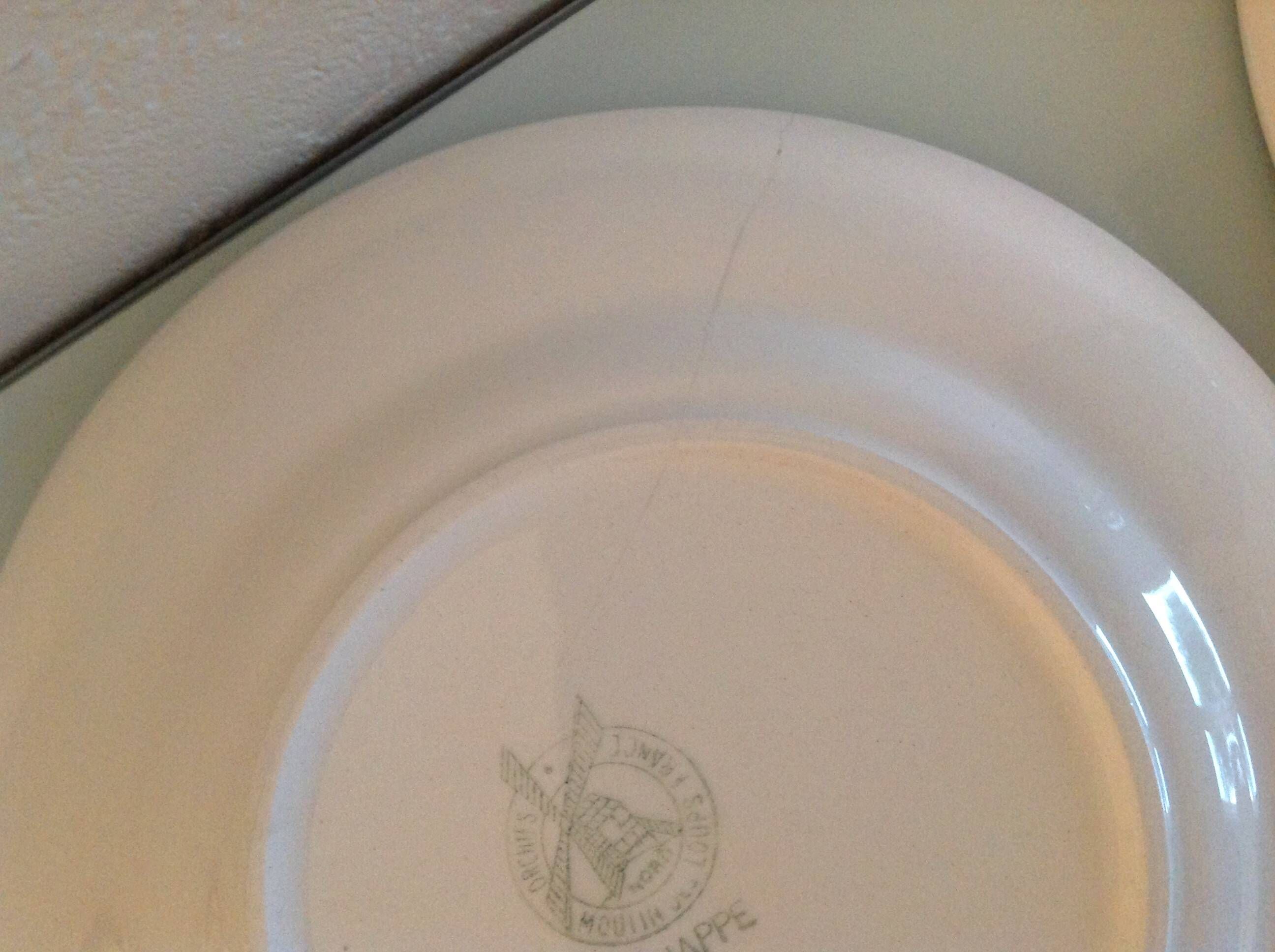 Set of six Moulin des Loups dessert plates, Nappe green model/ 50s-60s