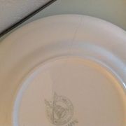 Set of six Moulin des Loups dessert plates, Nappe green model/ 50s-60s
