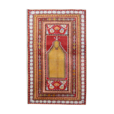 Tapis jaune en laine rouge turc fait à la main dans la région anatolienne orientale- 160x183cm