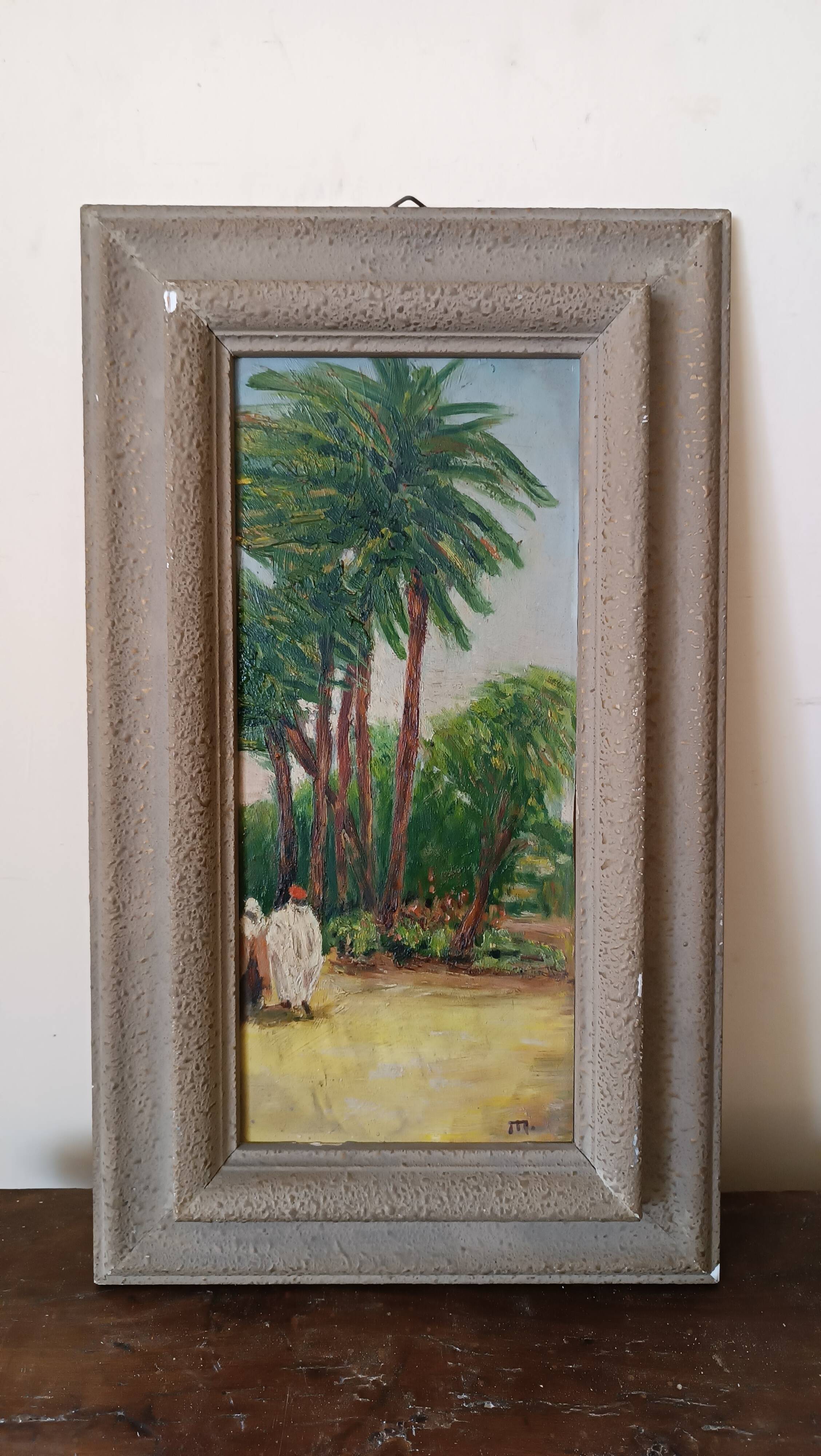 Tableau ancien debut 20eme huile orientaliste sur table