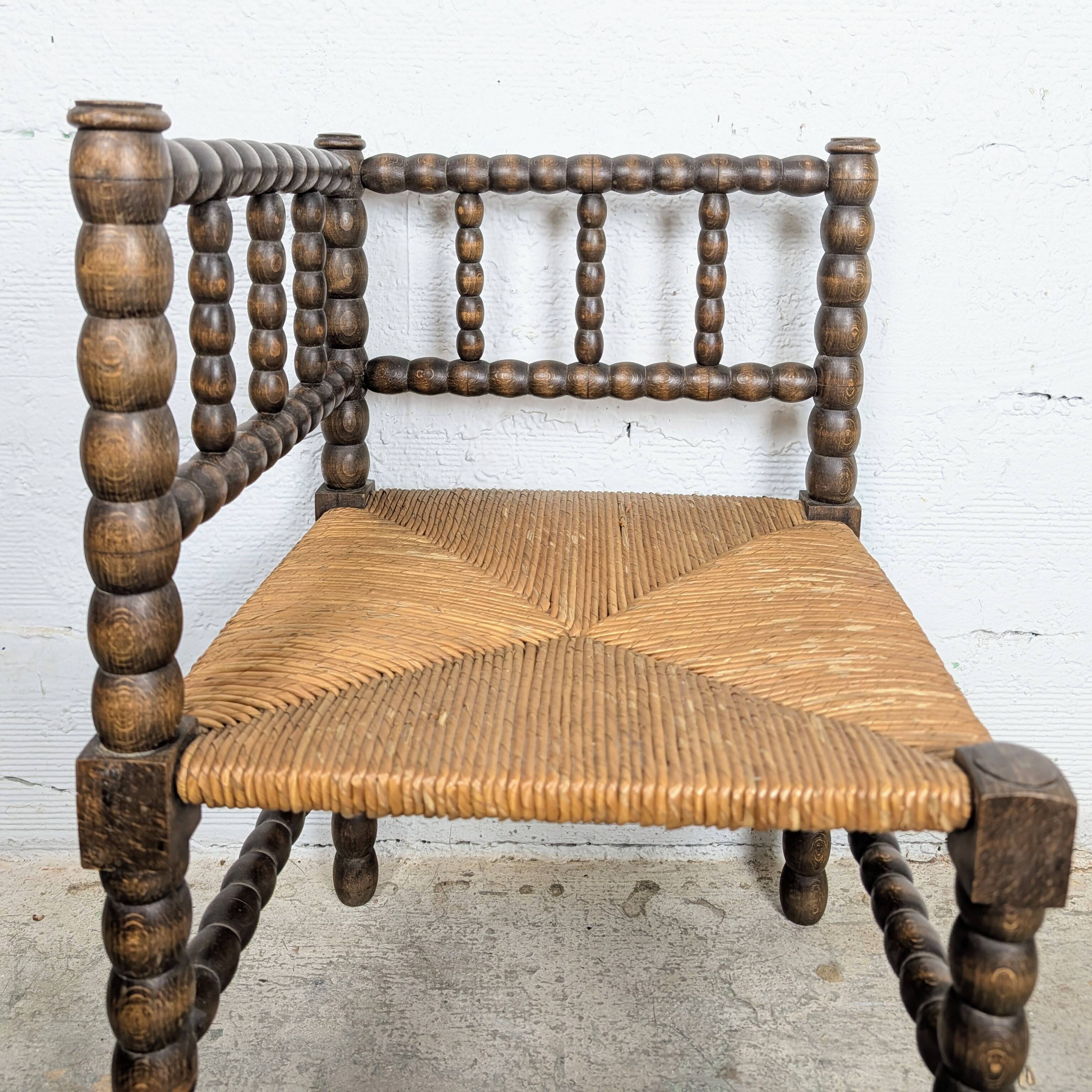 Turned wooden corner chair